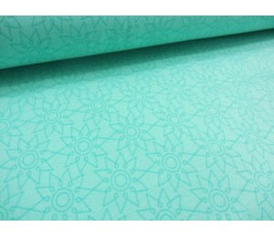 Jersey Kombistoff Blumen Blüten türkis